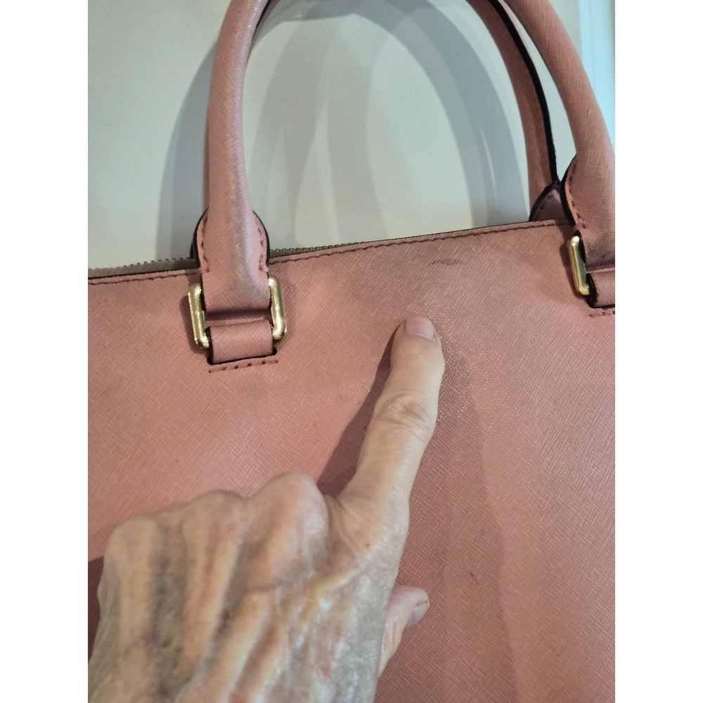 Michael‎ Kors Savannah Satchel Pink Saffiano Leather Handbag Gold Hardware - Picture 5 of 12